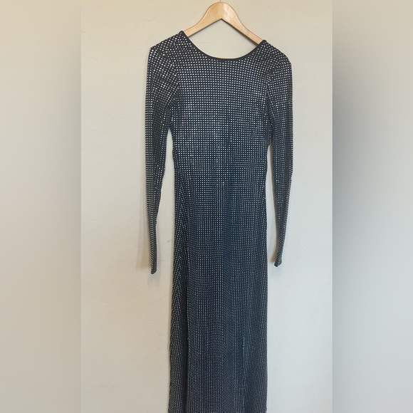 We Wore What Women's 2 Backless Evening Gown Crystal Spandex Maxi Dress Black - Picture 7 of 16